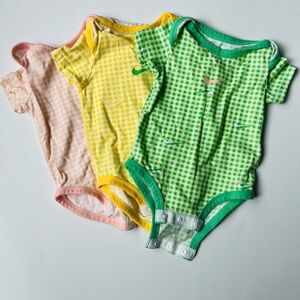 Set of 3 Gingham Baby Bodysuits